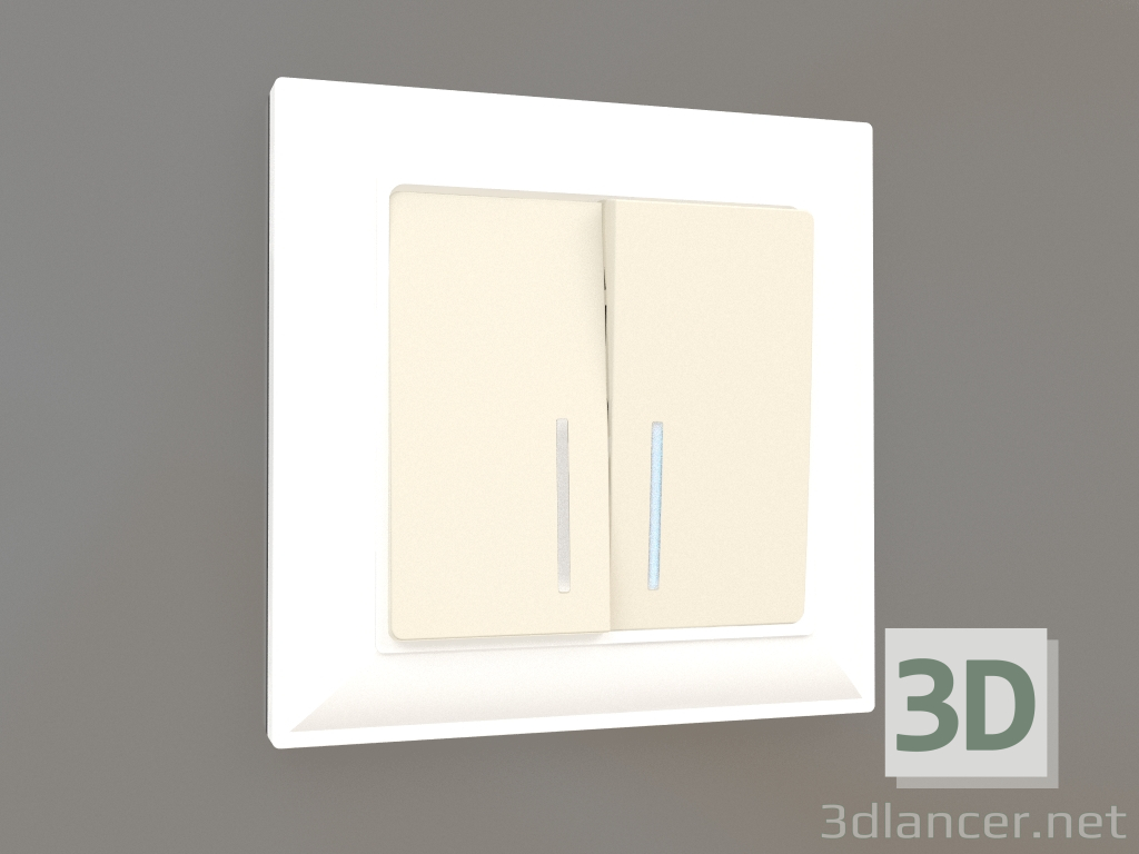 3D Modell Zweifachschalter mit Hintergrundbeleuchtung (Elfenbein) - Vorschau