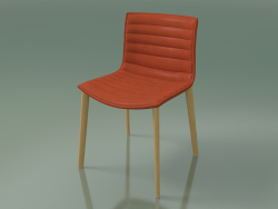 Stuhl 0356 (4 Holzbeine, gepolstert, natürliche Eiche)