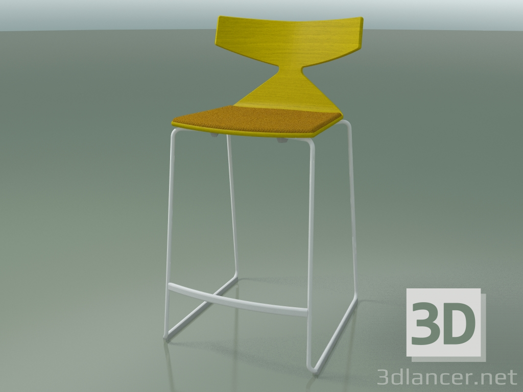 3d model Stackable bar stool 3712 (with cushion, Yellow, V12) - preview