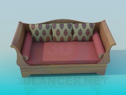 Sofa with rollers and cushions