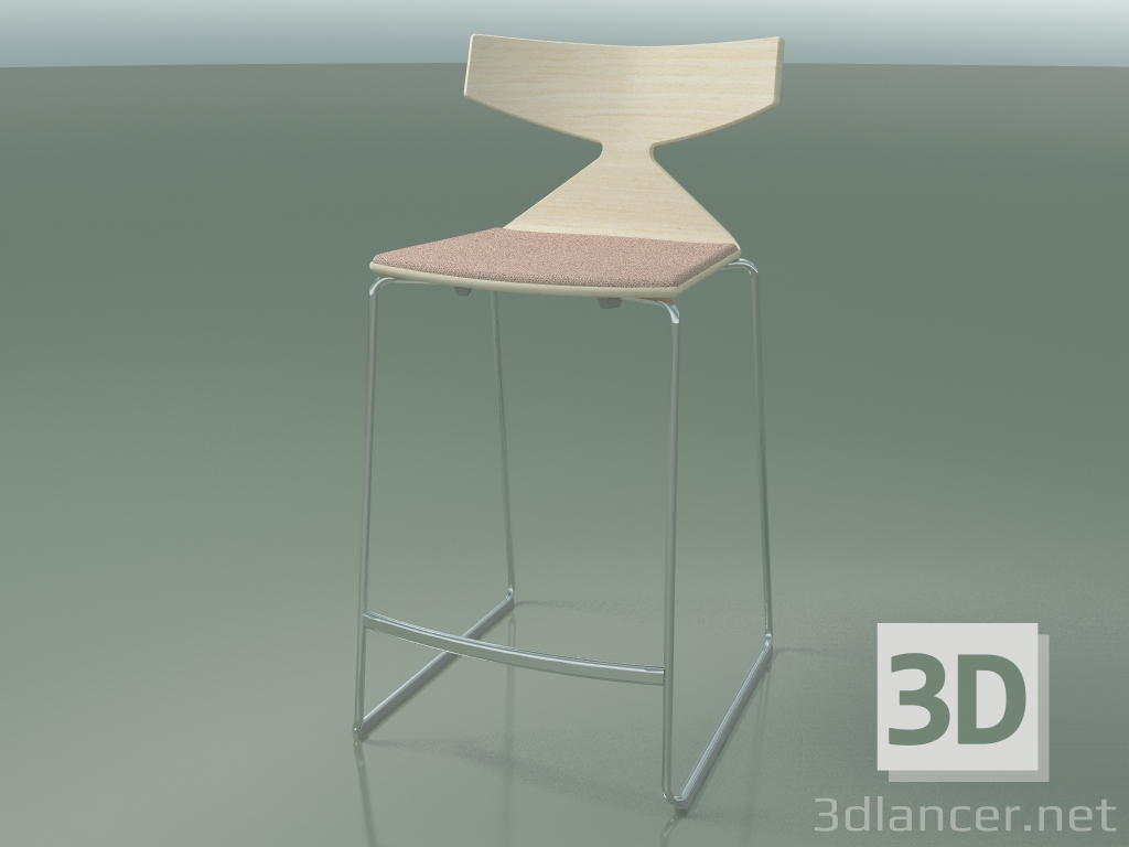 3d model Stackable Bar Stool 3712 (with cushion, White, CRO) - preview