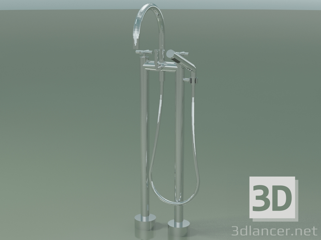 modello 3D Miscelatore vasca due fori per installazione ad isola (25943 892-00) - anteprima