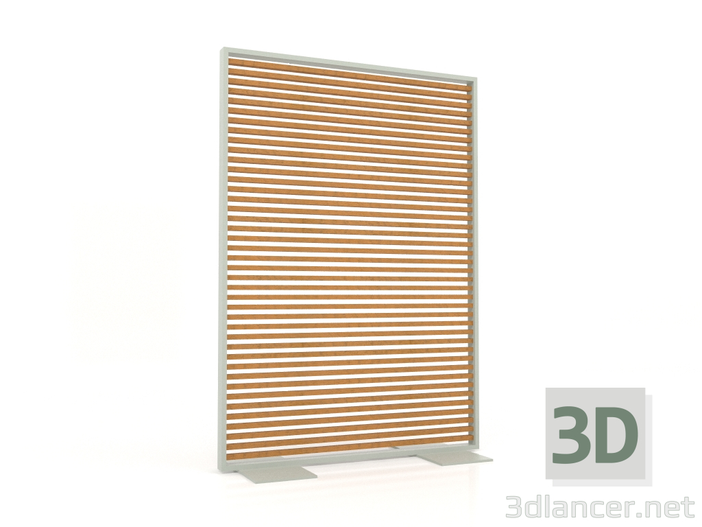 modello 3D Parete divisoria in legno artificiale e alluminio 120x170 (Roble Golden, Cemento grigio) - anteprima