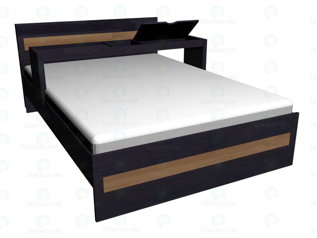 3d model Cama doble 140x200 con extensión - vista previa