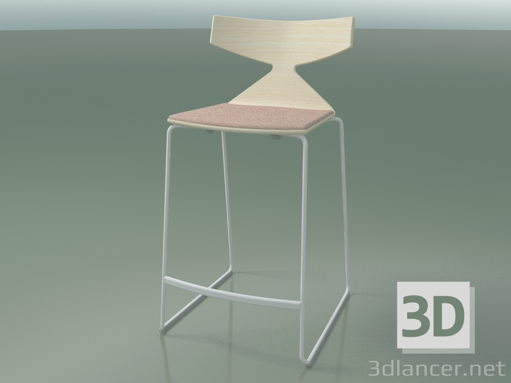 3d model Stackable Bar Stool 3712 (with cushion, White, V12) - preview