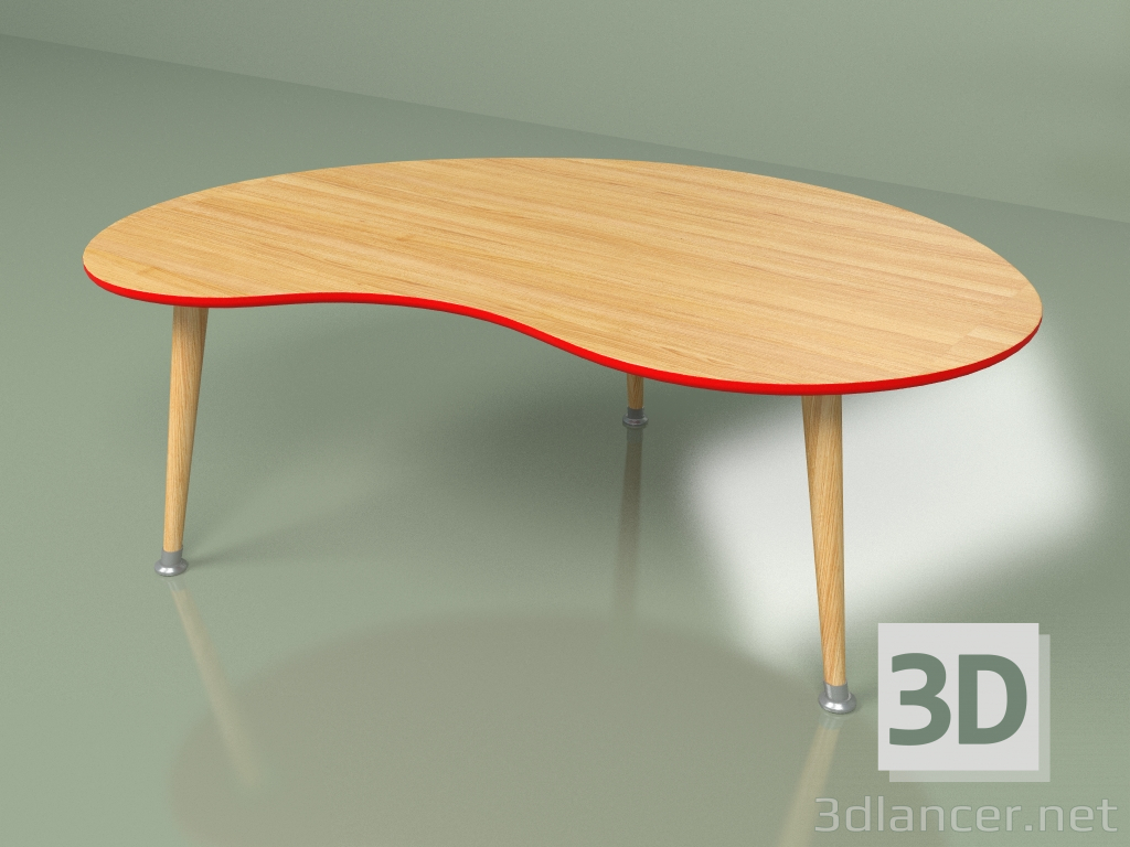 3d model Coffee table Kidney veneer (red) - preview
