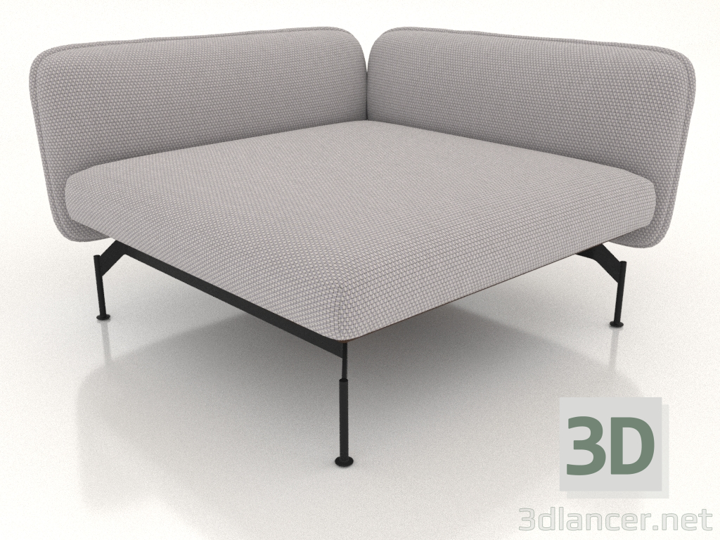 3d model Sofa module 1.5 seater deep with armrest 110 on the right (leather upholstery on the outside) - preview