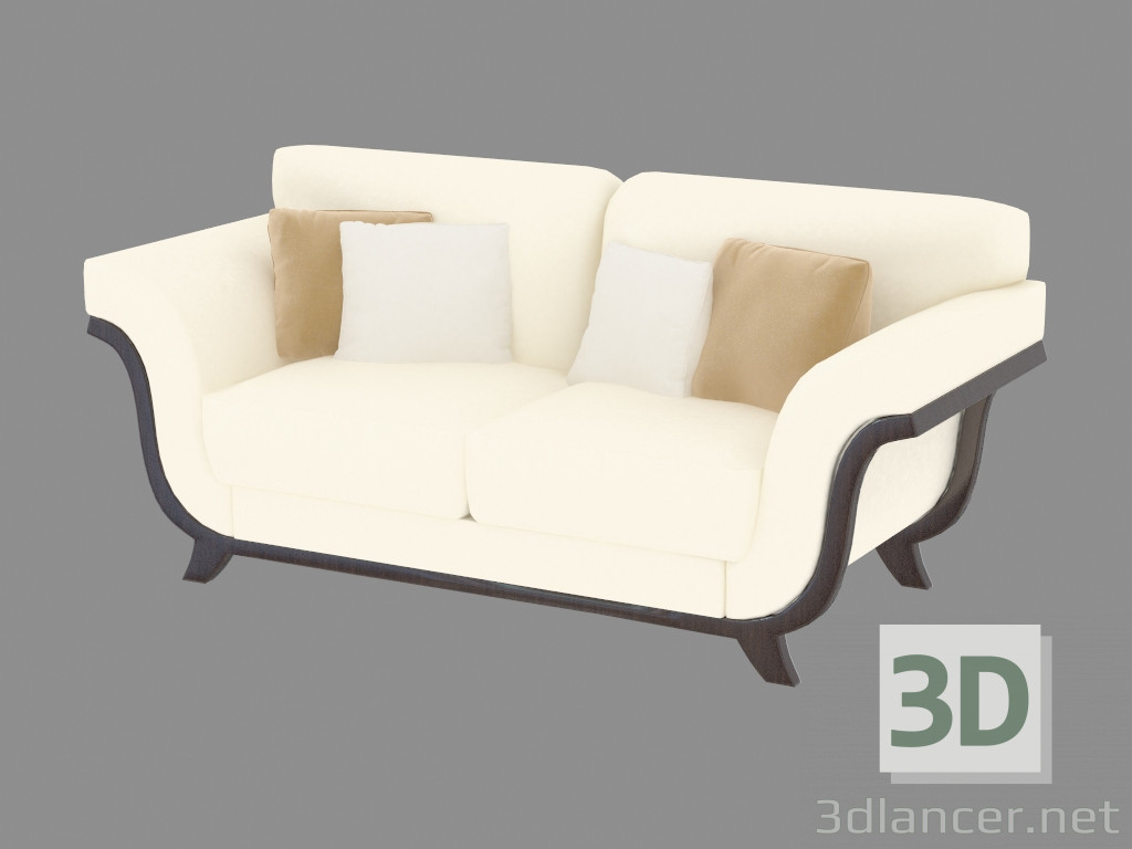 modèle 3D Canapé en cuir double - preview