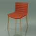 3d model Chair 0311 (4 wooden legs, with removable leather upholstery + cover with stripes, natural oak) - preview