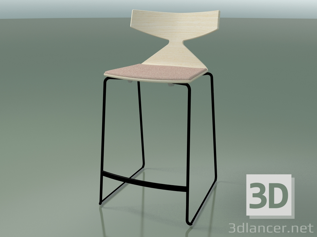 3d model Stackable Bar Stool 3712 (with cushion, White, V39) - preview