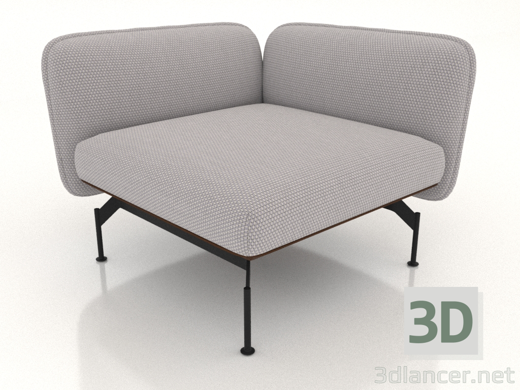 modello 3D Modulo divano per 1 persona con bracciolo a destra (rivestimento esterno in pelle) - anteprima