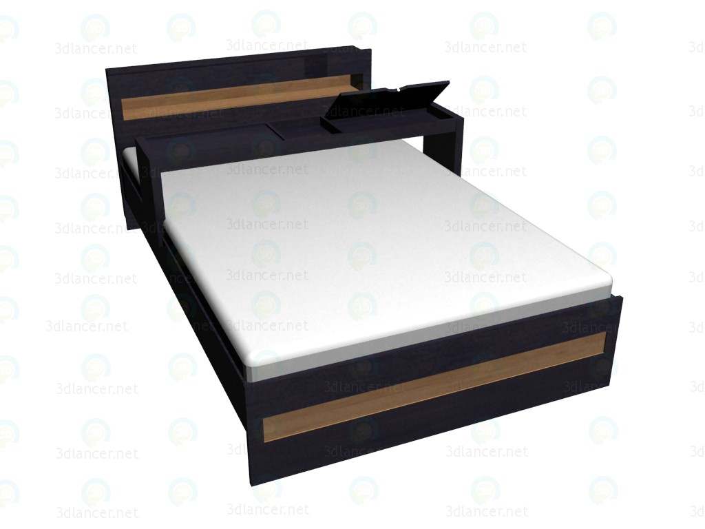 3D Modell Doppelbett 140 x 220 mit Verlängerung - Vorschau