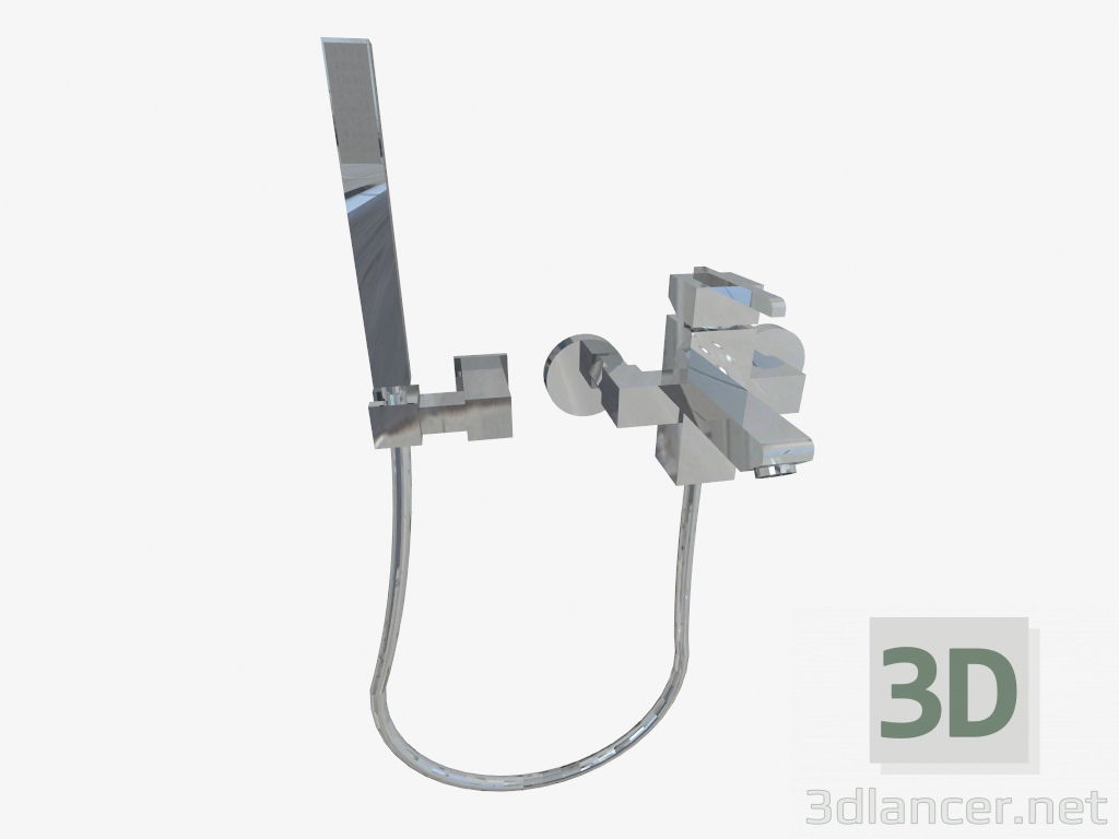 modello 3D Miscelatore vasca a muro con doccetta cubica (BDD 011M) - anteprima