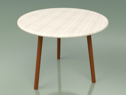 कॉफी टेबल 013 (धातु जंग, मौसम प्रतिरोधी सफेद रंग का सागौन)