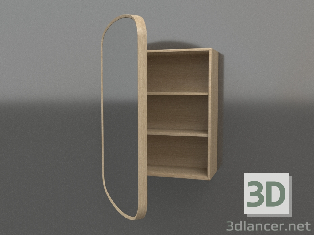 3D Modell Spiegel (mit halboffener Schublade) ZL 17 (460x200x695, Holz weiß) - Vorschau