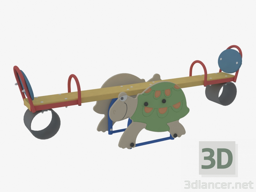 Modelo 3d Balança de cadeira de balanço de peso de um parque infantil para crianças Tartaruga (6213) - preview