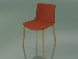 Chaise 0311 (4 pieds en bois, avec revêtement en cuir amovible, housse 3, chêne naturel)