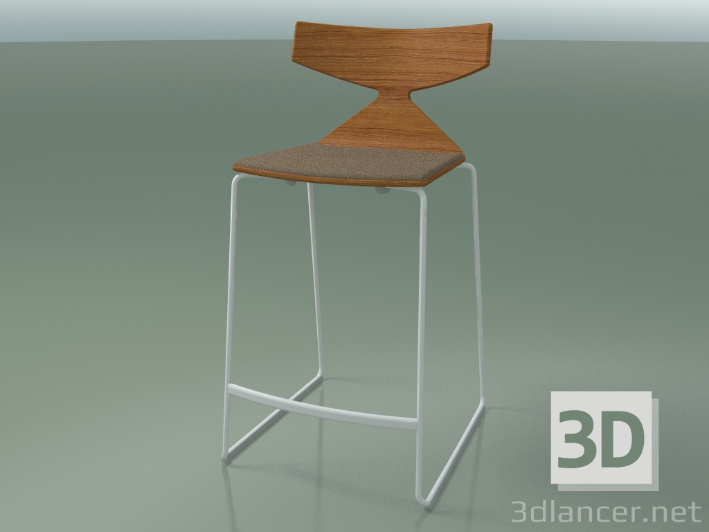 3D Modell Stapelbarer Barhocker 3712 (mit Kissen, Teak-Effekt, V12) - Vorschau