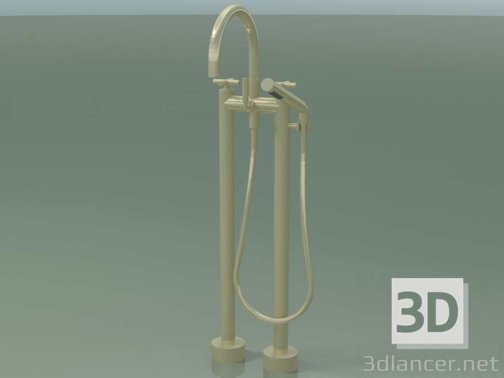 modello 3D Miscelatore vasca due fori per installazione a pavimento (25943 892-28) - anteprima