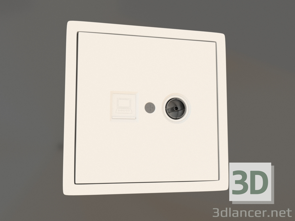 3d model Socket combined RJ45 (cat.6ClassE-8) + SAT (F-connector, simple), (matte white, DA88933) R98 - preview