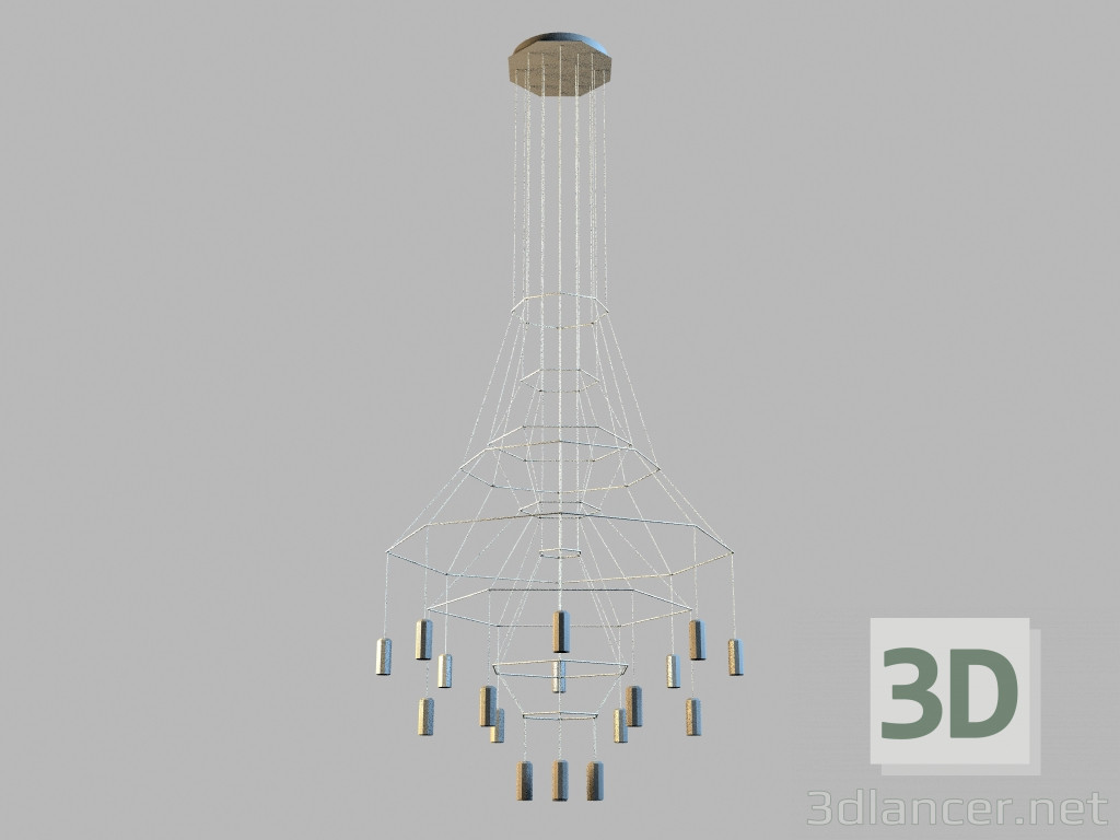 3d model 0315 hanging lamp, 20 LED - preview