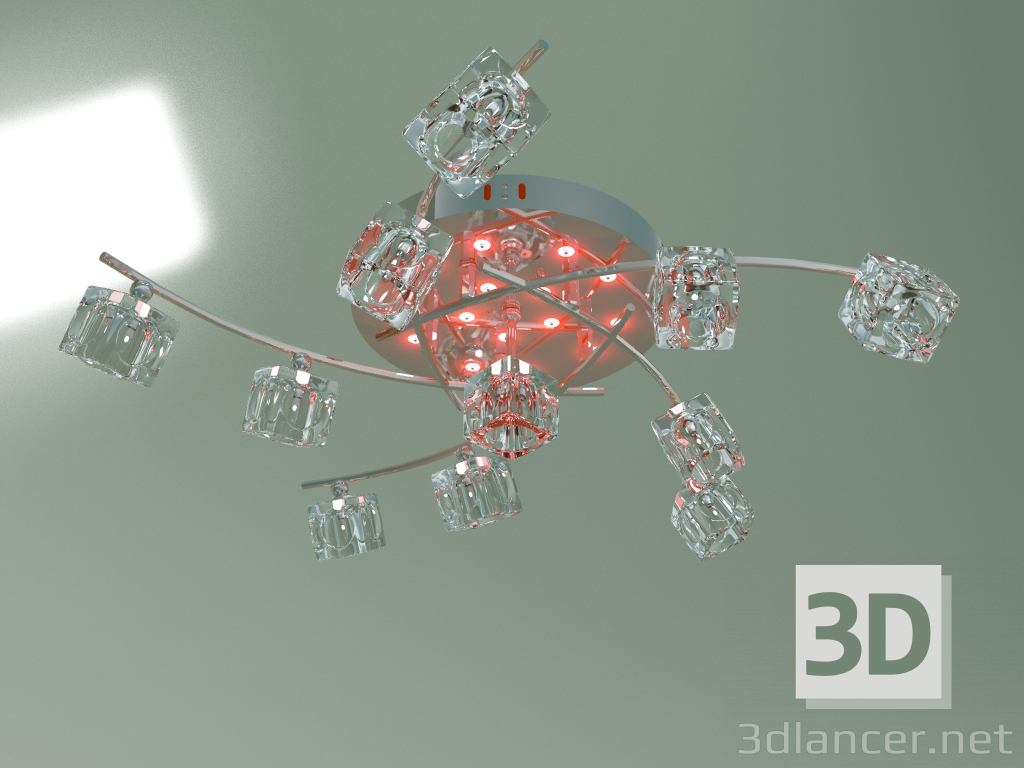 modello 3D Lampadario a soffitto 4976-11 (cromo-rosso) - anteprima