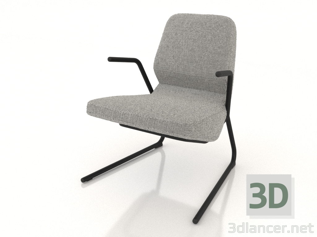 3D Modell Sessel auf Freischwingerbeinen D25 mm mit Armlehnen - Vorschau