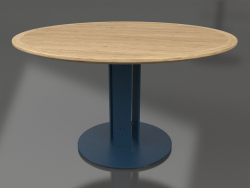 Table à manger Ø130 (Gris bleu, bois Iroko)