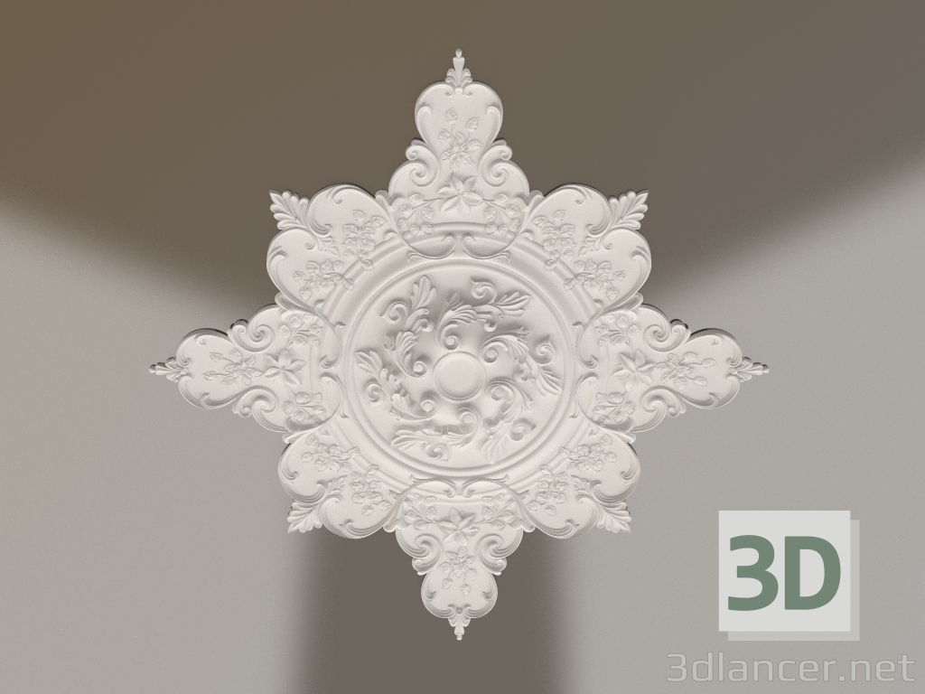 3d model Gypsum ceiling socket RP 039 (1065x1065x65) - preview