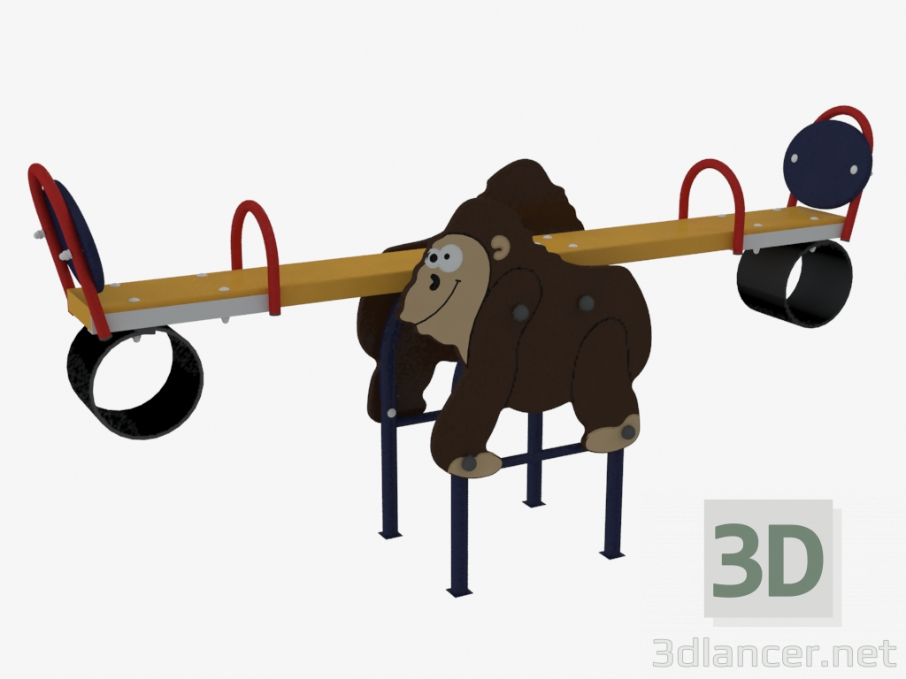 3d model Rocking chair balance weight of a children's playground Gorilla (6214) - preview