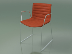 Chair 0312 (on rails with armrests, with removable leather upholstery with stripes)