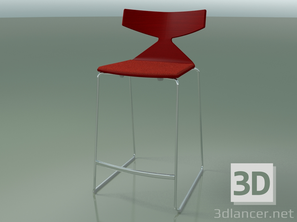 modello 3D Sgabello da bar impilabile 3712 (con cuscino, rosso, CRO) - anteprima