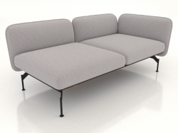 2-seater sofa module with armrest on the right (leather upholstery on the outside)