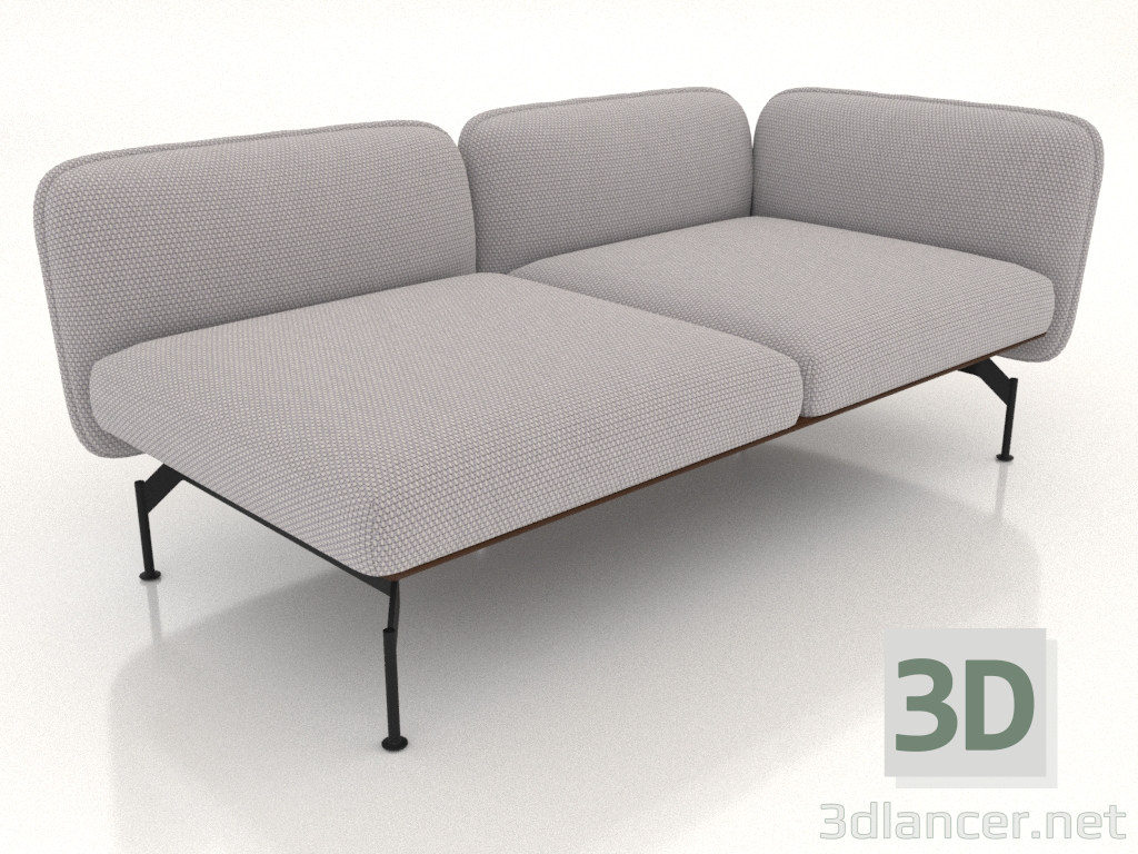 3d model 2-seater sofa module with armrest on the right (leather upholstery on the outside) - preview