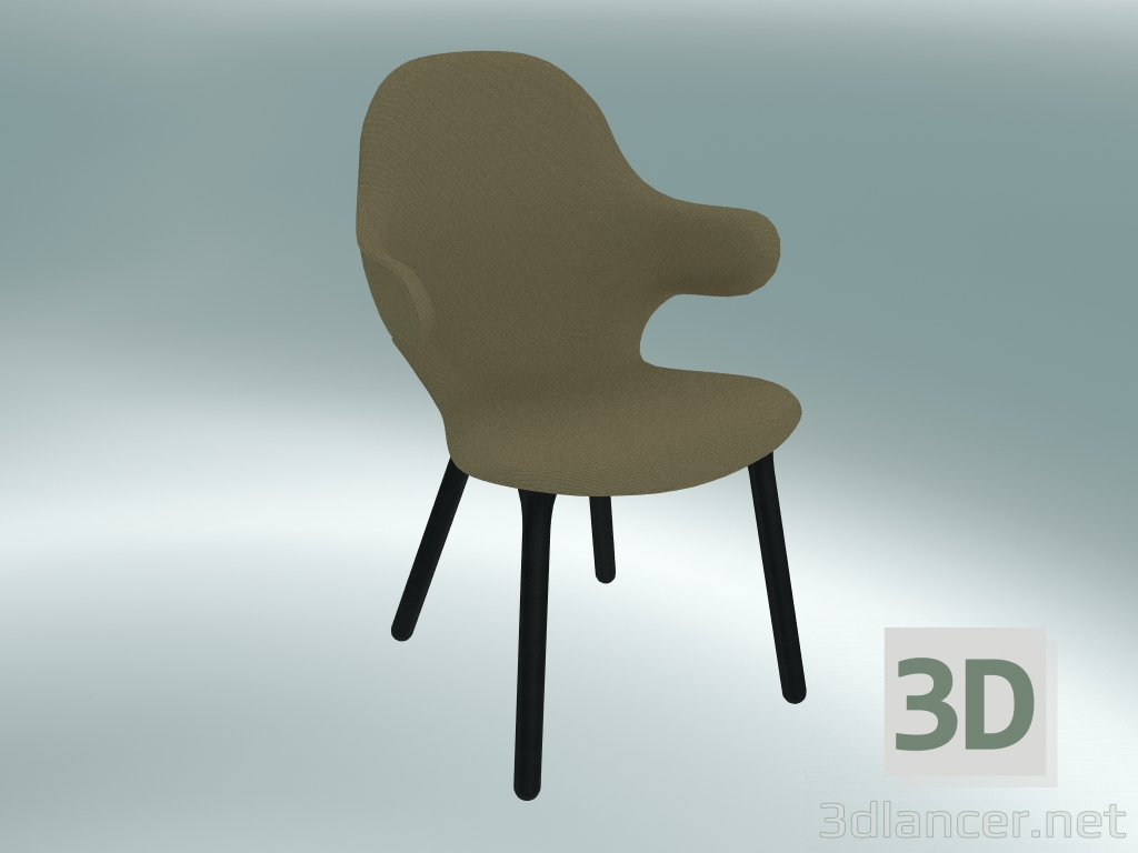 modello 3D Cattura sedia (JH1, 59x58 H 88cm, rovere tinto nero, Hallingdal - 224) - anteprima