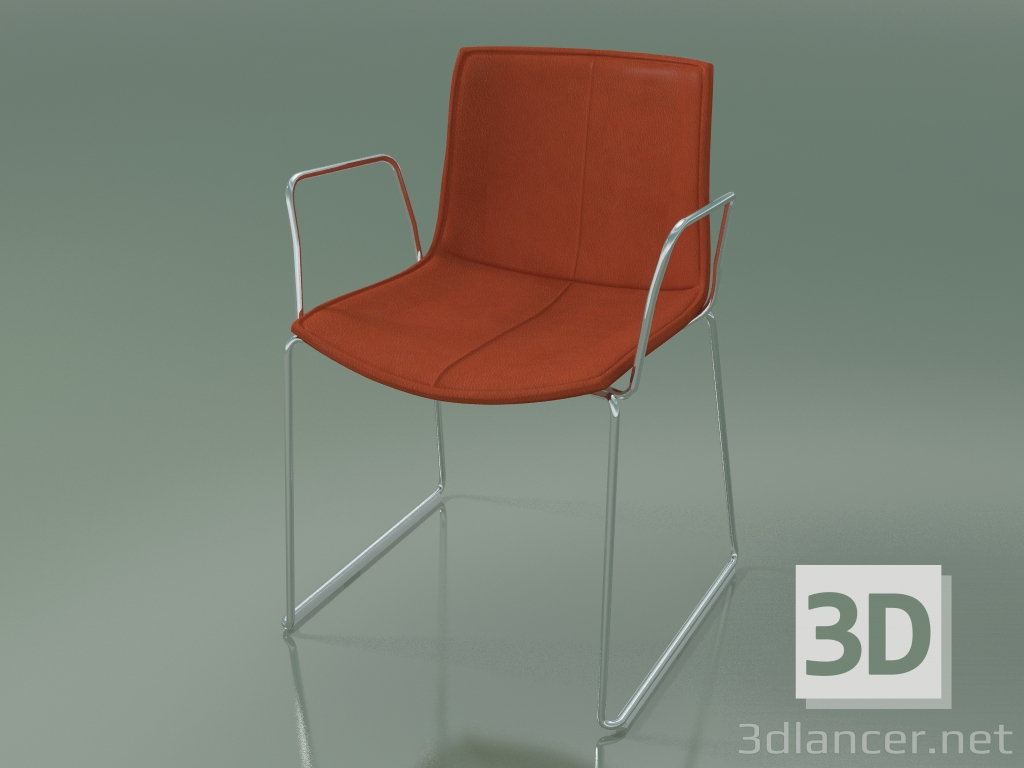Modelo 3d Cadeira 0312 (sobre trilhos com braços, com estofo em couro removível, capa 1) - preview
