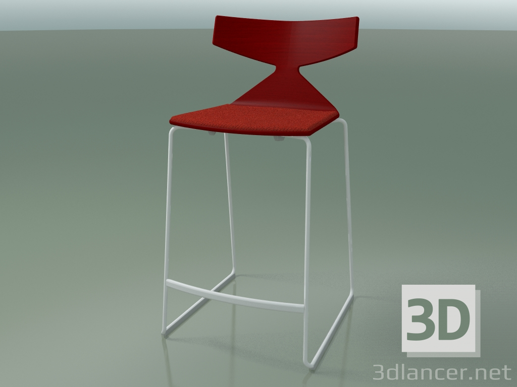 3D Modell Stapelbarer Barhocker 3712 (mit Kissen, Rot, V12) - Vorschau