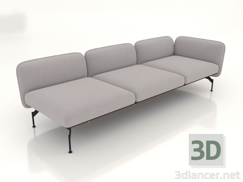 modello 3D Modulo divano 3 posti con bracciolo a destra (rivestimento esterno in pelle) - anteprima