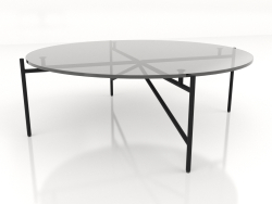 Una mesa baja d90 con tapa de cristal.