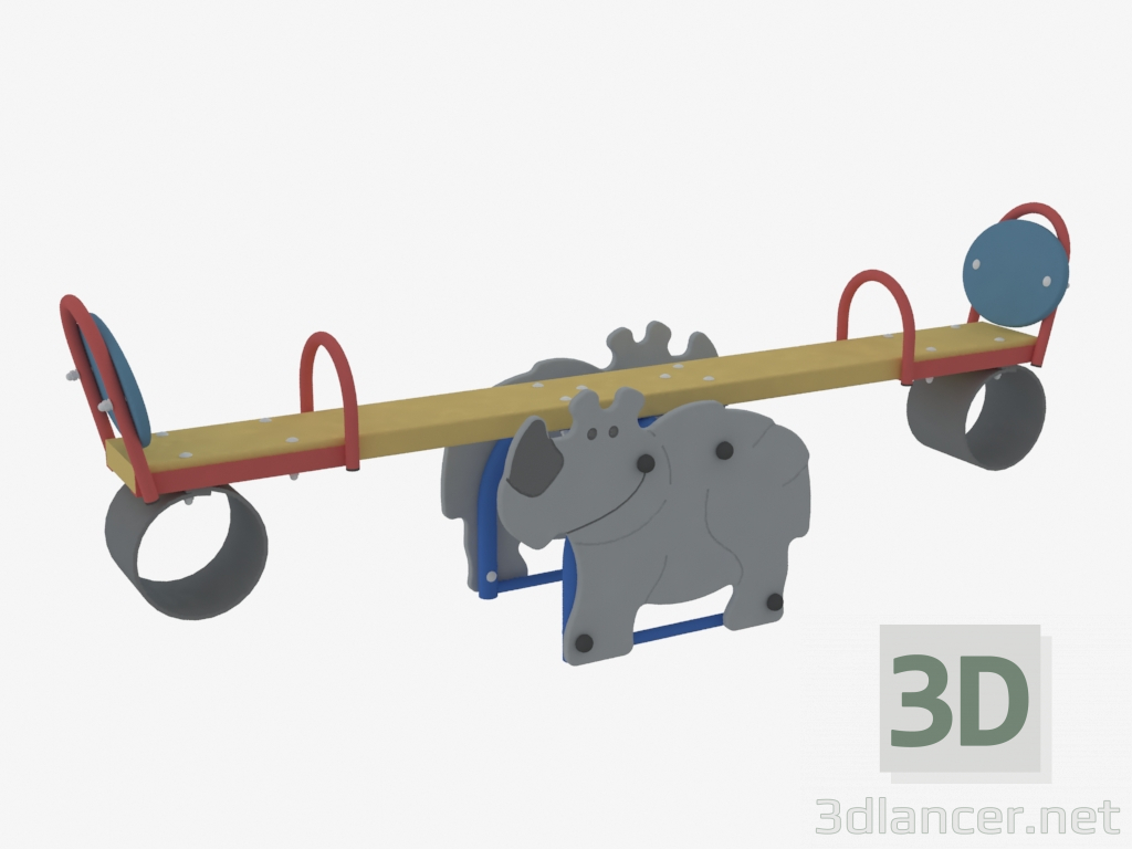 Modelo 3d Balança cadeira de balanço de peso de um parque infantil Rinoceronte (6217) - preview