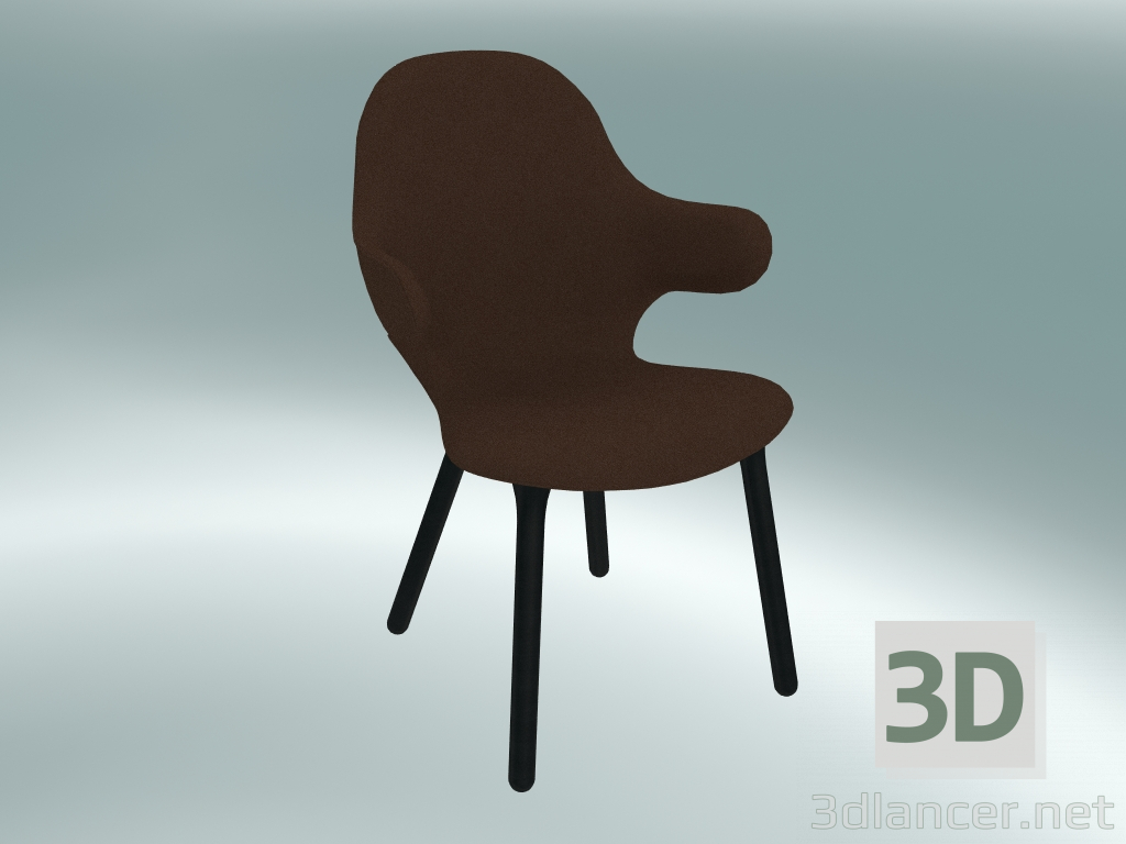 modèle 3D Fauteuil (JH1, 59x58 H 88cm, Chêne teinté noir, Steelcut - 365) - preview