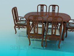 खाने की मेज और कुर्सियों