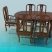 3 डी मॉडल खाने की मेज और कुर्सियों - पूर्वावलोकन