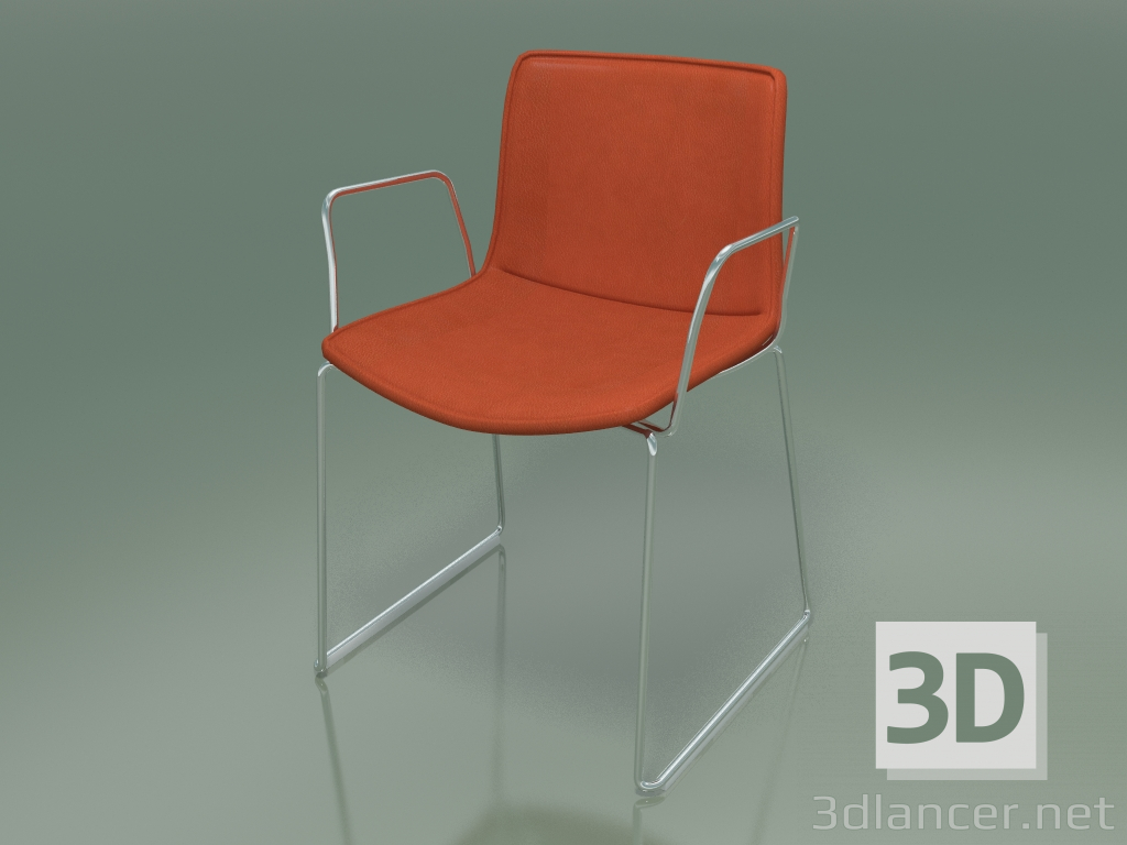 3D modeli Sandalye 0312 (kolçaklı raylarda, çıkarılabilir deri döşemeli, pürüzsüz kaplama) - önizleme