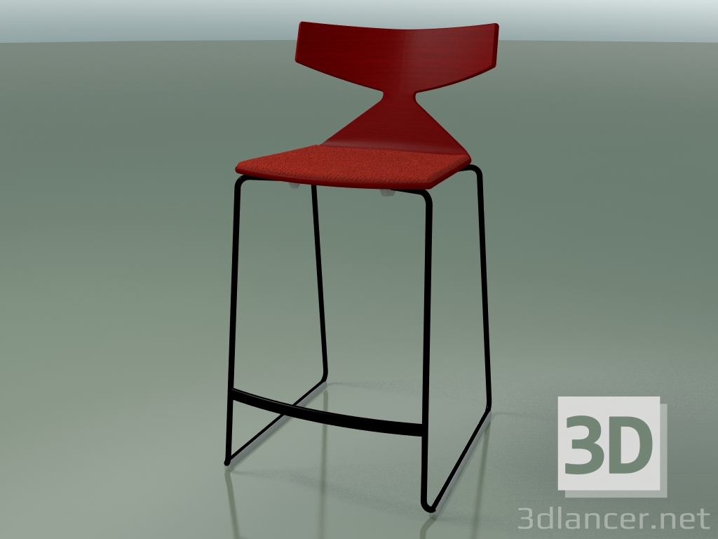 3d model Stackable Bar Stool 3712 (with cushion, Red, V39) - preview