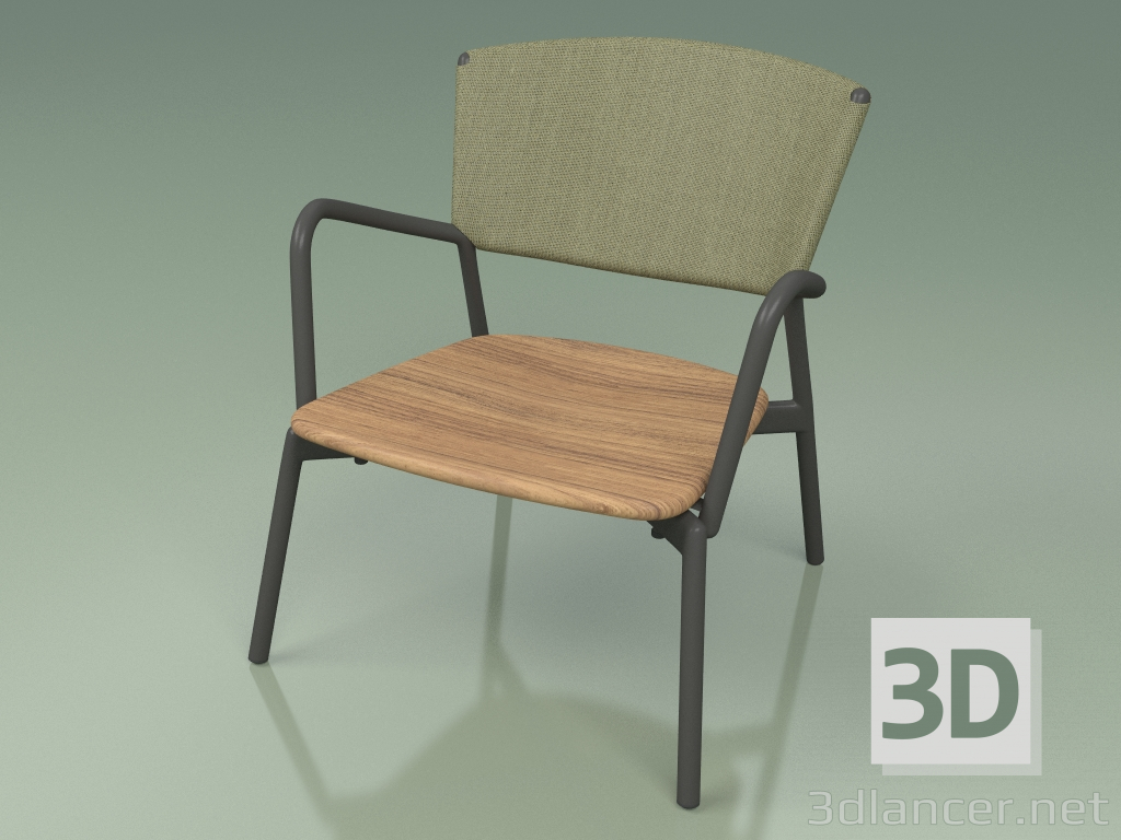 modello 3D Sedia 027 (Metallo Fumo, Batyline Oliva) - anteprima