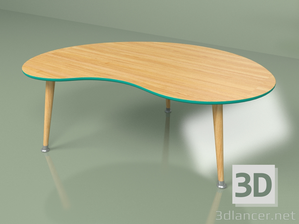 3d model Coffee table Kidney veneer (turquoise) - preview