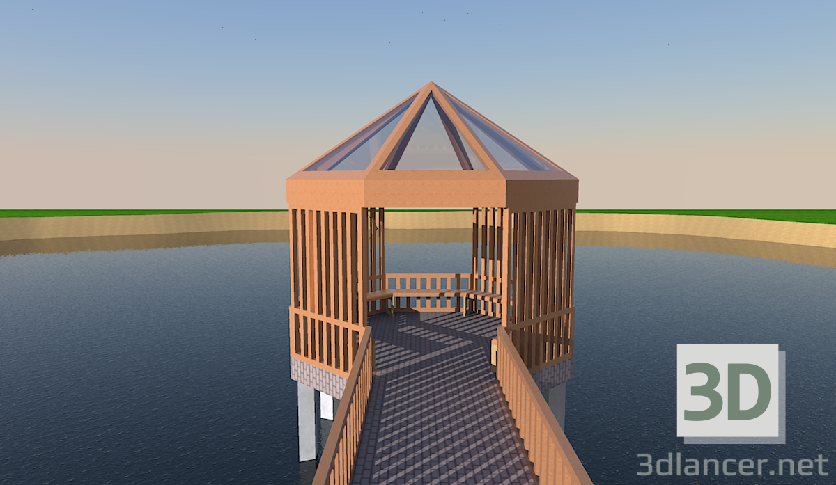 3d model Arbor on the pond - preview