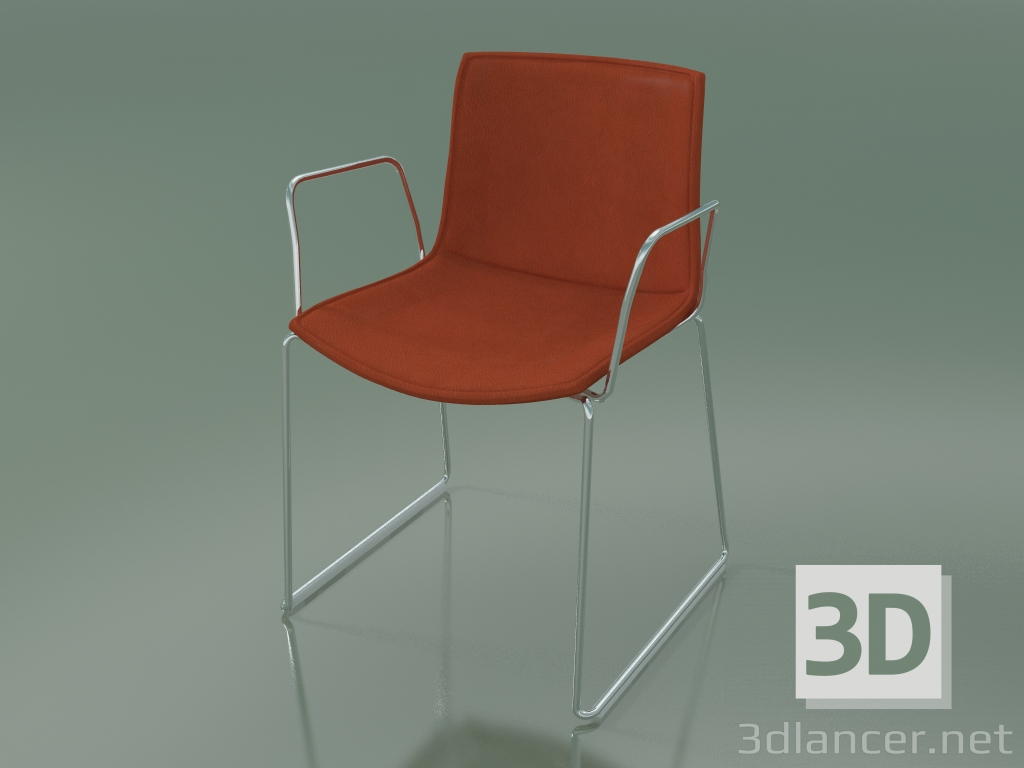 Modelo 3d Cadeira 0312 (sobre trilhos com braços, com estofo de couro removível, capa 3) - preview