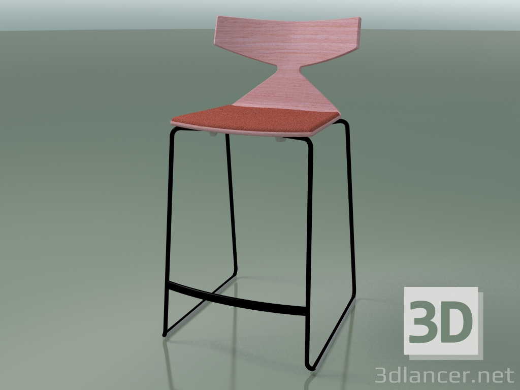 3D Modell Stapelbarer Barhocker 3712 (mit Kissen, Pink, V39) - Vorschau